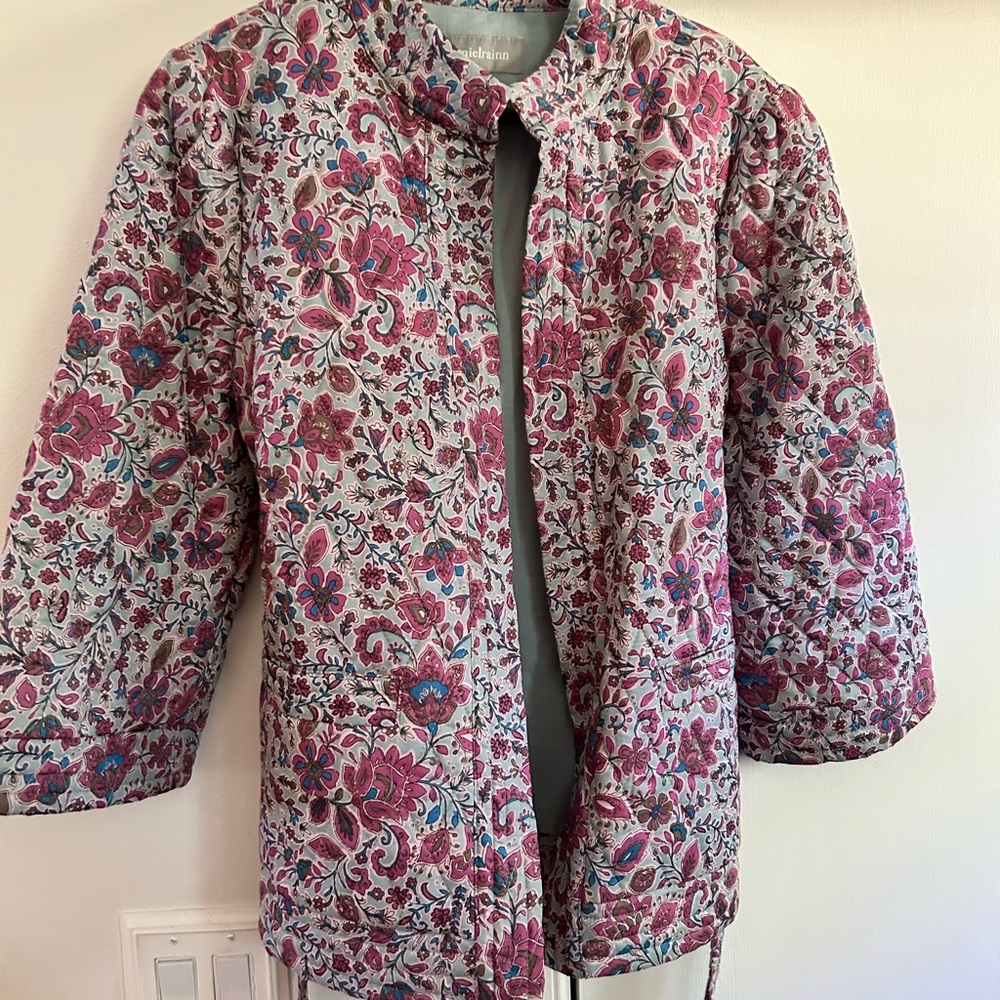 Daniel Rainn Pink and Gray Floral Quilted Jacket
